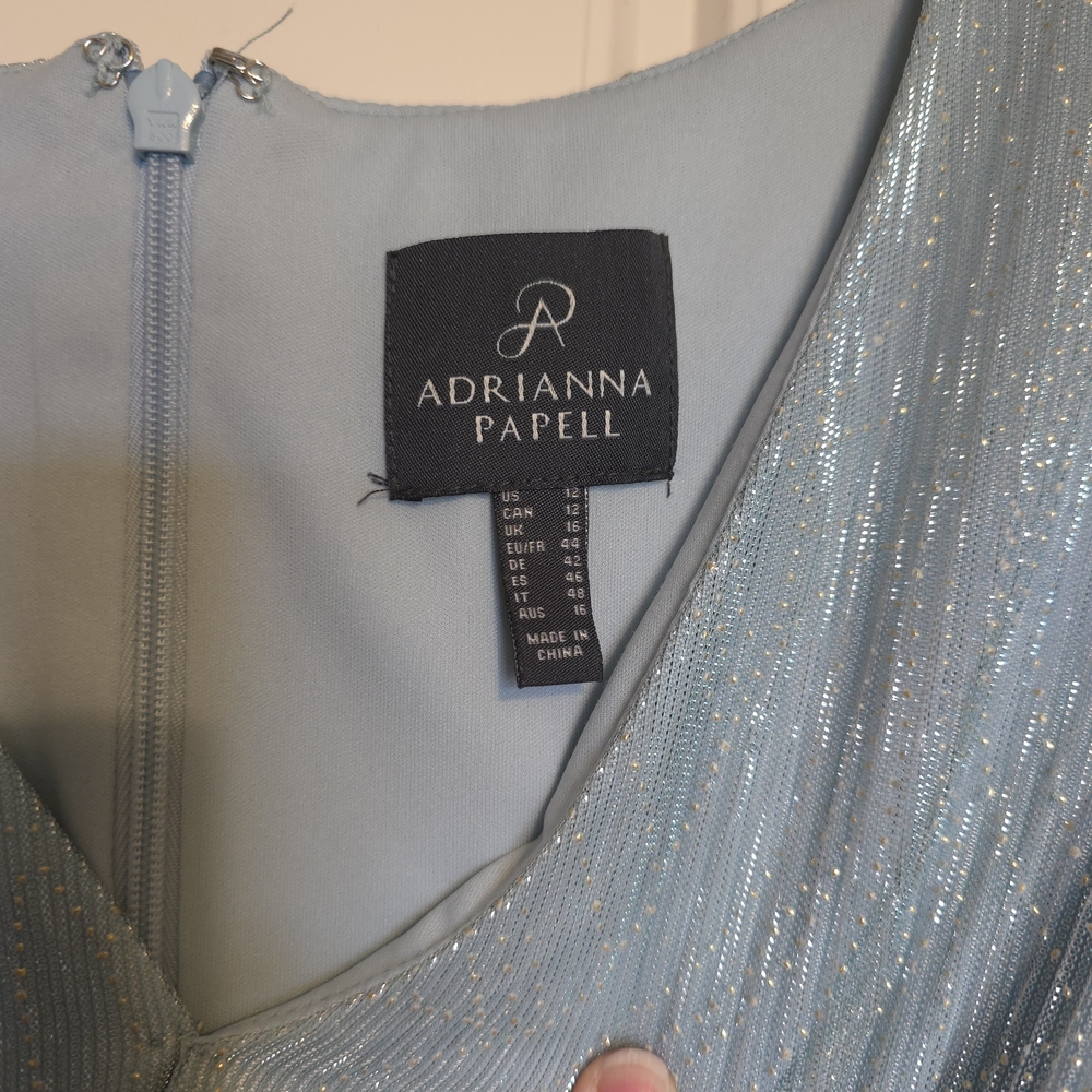 Adrianna Papell Shimmering Silver Long Sleeve Dress - Picture 3 of 3